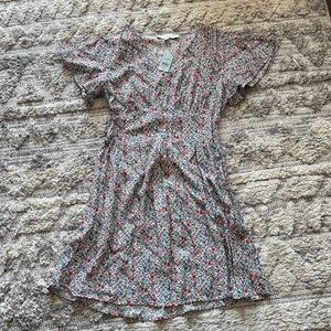 LOFT Multicolor Floral V-Neck Dress